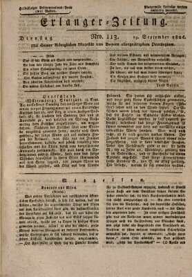 Erlanger Zeitung (Erlanger Real-Zeitung) Dienstag 19. September 1826