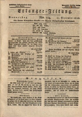 Erlanger Zeitung (Erlanger Real-Zeitung) Donnerstag 21. September 1826