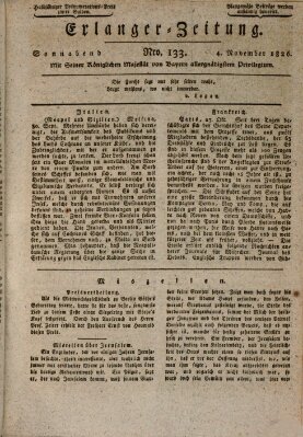 Erlanger Zeitung (Erlanger Real-Zeitung) Samstag 4. November 1826