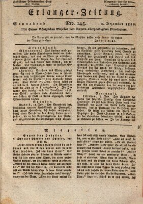 Erlanger Zeitung (Erlanger Real-Zeitung) Samstag 2. Dezember 1826