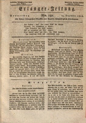 Erlanger Zeitung (Erlanger Real-Zeitung) Donnerstag 14. Dezember 1826