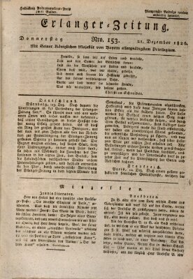 Erlanger Zeitung (Erlanger Real-Zeitung) Donnerstag 21. Dezember 1826