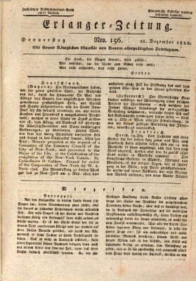 Erlanger Zeitung (Erlanger Real-Zeitung) Donnerstag 28. Dezember 1826