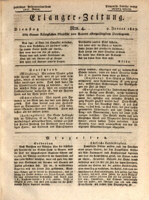 Erlanger Zeitung (Erlanger Real-Zeitung) Dienstag 9. Januar 1827