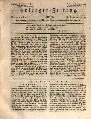 Erlanger Zeitung (Erlanger Real-Zeitung) Samstag 13. Januar 1827