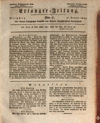 Erlanger Zeitung (Erlanger Real-Zeitung) Dienstag 16. Januar 1827