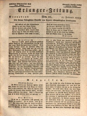 Erlanger Zeitung (Erlanger Real-Zeitung) Samstag 17. Februar 1827