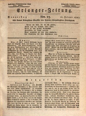 Erlanger Zeitung (Erlanger Real-Zeitung) Donnerstag 22. Februar 1827