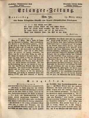 Erlanger Zeitung (Erlanger Real-Zeitung) Donnerstag 15. März 1827