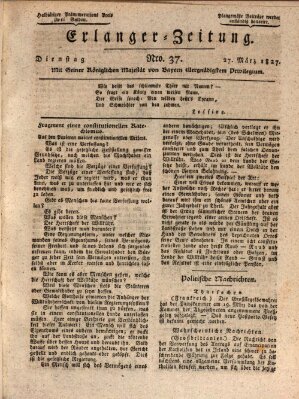 Erlanger Zeitung (Erlanger Real-Zeitung) Dienstag 27. März 1827