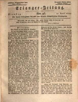 Erlanger Zeitung (Erlanger Real-Zeitung) Dienstag 17. April 1827