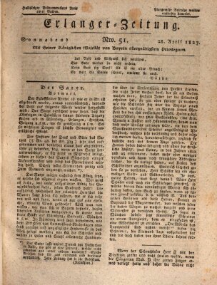 Erlanger Zeitung (Erlanger Real-Zeitung) Samstag 28. April 1827