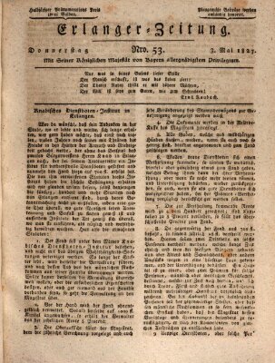 Erlanger Zeitung (Erlanger Real-Zeitung) Donnerstag 3. Mai 1827