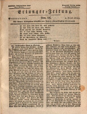 Erlanger Zeitung (Erlanger Real-Zeitung) Samstag 2. Juni 1827