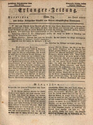 Erlanger Zeitung (Erlanger Real-Zeitung) Donnerstag 21. Juni 1827