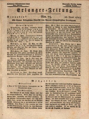 Erlanger Zeitung (Erlanger Real-Zeitung) Samstag 23. Juni 1827