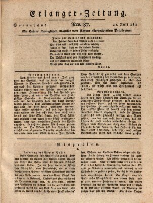 Erlanger Zeitung (Erlanger Real-Zeitung) Samstag 21. Juli 1827