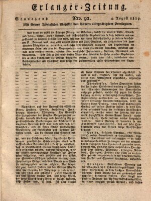 Erlanger Zeitung (Erlanger Real-Zeitung) Samstag 4. August 1827