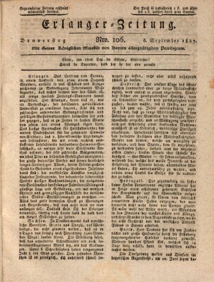 Erlanger Zeitung (Erlanger Real-Zeitung) Donnerstag 6. September 1827