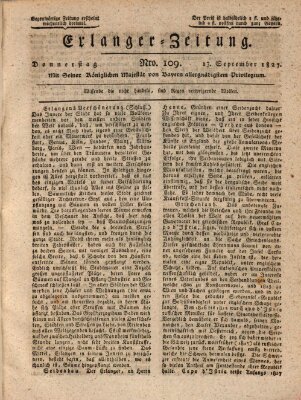 Erlanger Zeitung (Erlanger Real-Zeitung) Donnerstag 13. September 1827