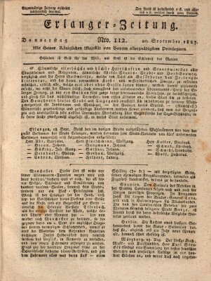 Erlanger Zeitung (Erlanger Real-Zeitung) Donnerstag 20. September 1827