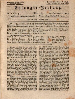 Erlanger Zeitung (Erlanger Real-Zeitung) Dienstag 25. September 1827