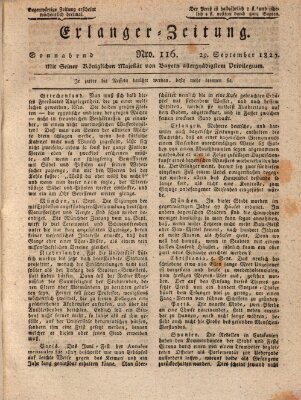 Erlanger Zeitung (Erlanger Real-Zeitung) Samstag 29. September 1827