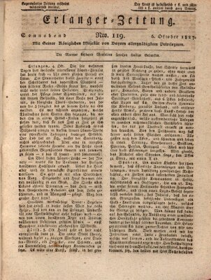 Erlanger Zeitung (Erlanger Real-Zeitung) Samstag 6. Oktober 1827