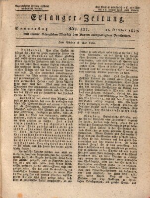 Erlanger Zeitung (Erlanger Real-Zeitung) Donnerstag 11. Oktober 1827