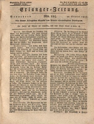 Erlanger Zeitung (Erlanger Real-Zeitung) Samstag 20. Oktober 1827