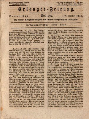 Erlanger Zeitung (Erlanger Real-Zeitung) Donnerstag 1. November 1827