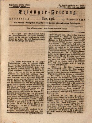 Erlanger Zeitung (Erlanger Real-Zeitung) Donnerstag 15. November 1827