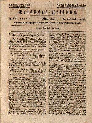 Erlanger Zeitung (Erlanger Real-Zeitung) Samstag 24. November 1827