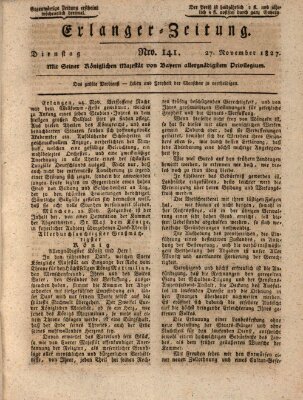 Erlanger Zeitung (Erlanger Real-Zeitung) Dienstag 27. November 1827