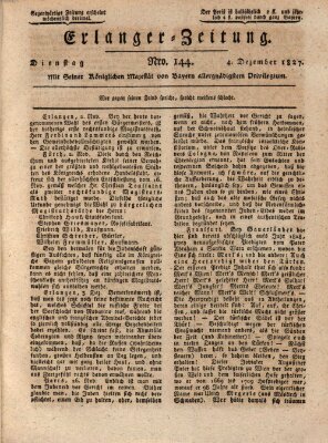 Erlanger Zeitung (Erlanger Real-Zeitung) Dienstag 4. Dezember 1827