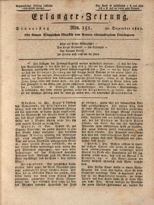 Erlanger Zeitung (Erlanger Real-Zeitung) Donnerstag 20. Dezember 1827