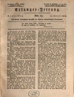 Erlanger Zeitung (Erlanger Real-Zeitung) Donnerstag 21. Februar 1828