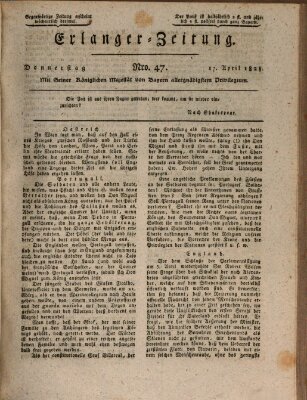 Erlanger Zeitung (Erlanger Real-Zeitung) Donnerstag 17. April 1828