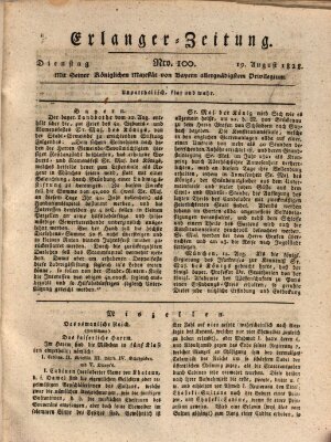 Erlanger Zeitung (Erlanger Real-Zeitung) Dienstag 19. August 1828