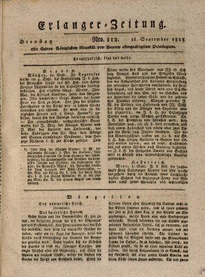 Erlanger Zeitung (Erlanger Real-Zeitung) Dienstag 16. September 1828