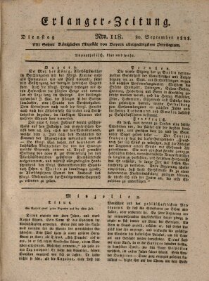 Erlanger Zeitung (Erlanger Real-Zeitung) Dienstag 30. September 1828