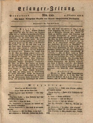 Erlanger Zeitung (Erlanger Real-Zeitung) Samstag 4. Oktober 1828