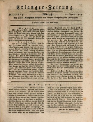 Erlanger Zeitung (Erlanger Real-Zeitung) Dienstag 14. April 1829