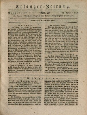 Erlanger Zeitung (Erlanger Real-Zeitung) Samstag 25. April 1829