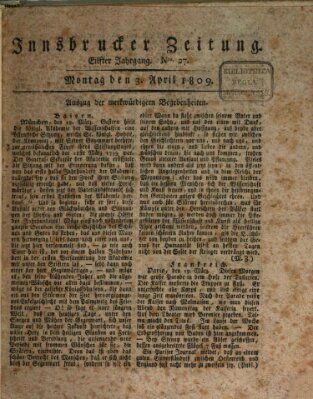 Innsbrucker Zeitung Montag 3. April 1809