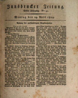 Innsbrucker Zeitung Montag 24. April 1809