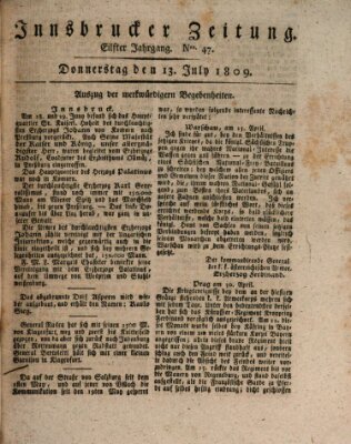 Innsbrucker Zeitung Donnerstag 13. Juli 1809