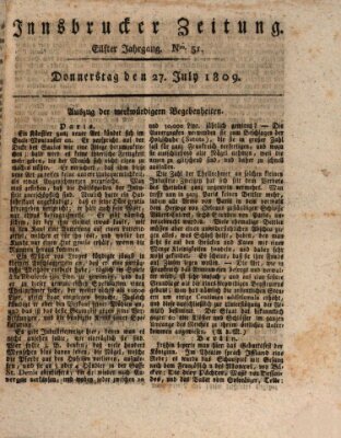 Innsbrucker Zeitung Donnerstag 27. Juli 1809