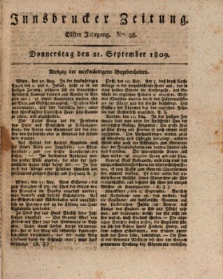 Innsbrucker Zeitung Donnerstag 21. September 1809