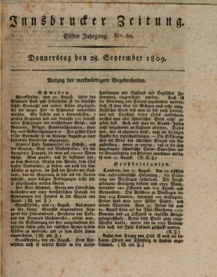 Innsbrucker Zeitung Donnerstag 28. September 1809